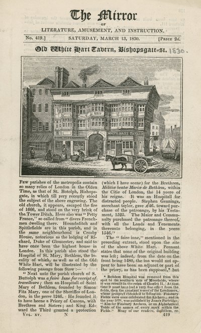 The White Hart Tavern, Bishopsgate Street von English School