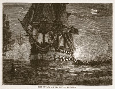 Der Angriff auf St. Pauls, Bourbon, Illustration aus Cassells Illustrierter Geschichte Indiens von James Grant, veröffentlicht 1879 von English School
