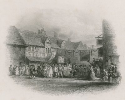 Das Geburtshaus von Shakespeare mit Garricks Jubiläumsprozession von English School