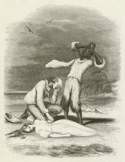 Der Körper von Virginia im Sand gefunden (Stich) von English School