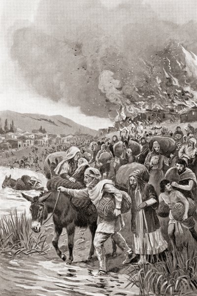 Die Verbrennung von Sardis während des Ionischen Aufstands 498 v. Chr., aus Hutchinsons Geschichte der Nationen, veröffentlicht 1915 von English School