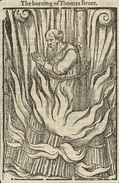 Das Verbrennen von Thomas Benet (Gravur) von English School