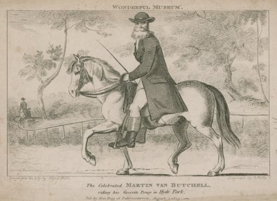 Der berühmte Martin Van Butchell reitet auf seinem Lieblingspony im Hyde Park von English School