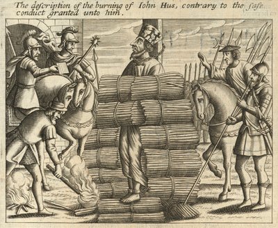 Die Beschreibung der Verbrennung von Jan Hus, entgegen dem ihm gewährten Geleitbrief von English School