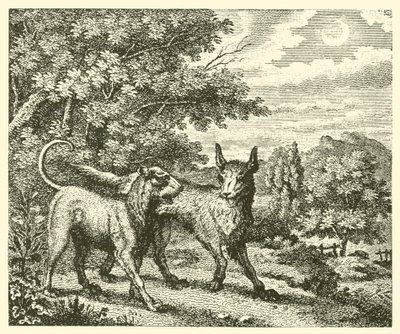 Der Hund und der Wolf (Gravur) von English School