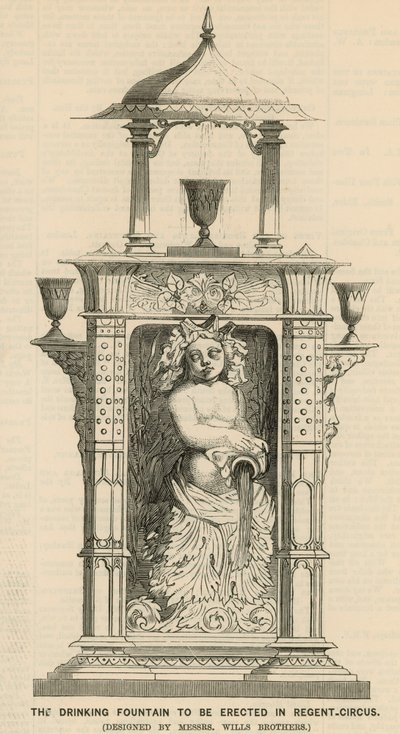 Der Trinkbrunnen, der im Regent Circus errichtet werden soll von English School