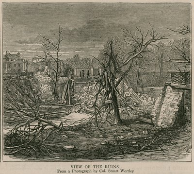 Die Explosion am Regents Canal; Ansicht der Ruinen von English School