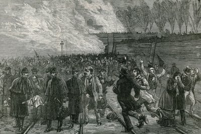 Der tödliche Eisenbahnunfall in Canonbury, die Verwundeten aus dem Tunnel bringen von English School