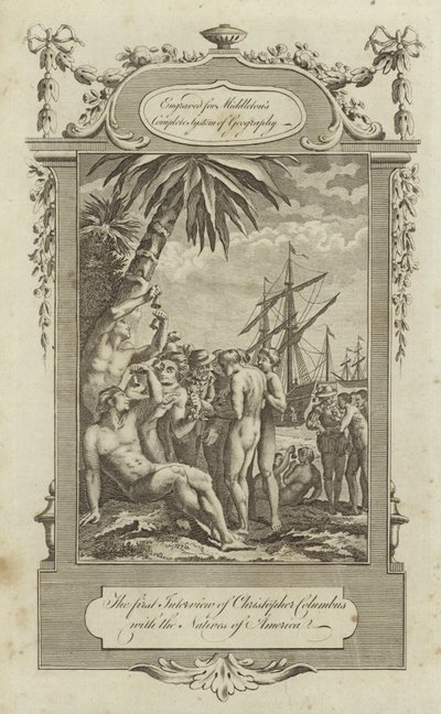 Das erste Treffen von Christoph Kolumbus mit den Ureinwohnern Amerikas von English School