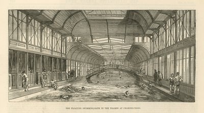Das schwimmende Schwimmbad in der Themse bei Charing Cross von English School