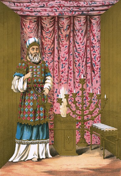 Der Hohepriester mit seinem Ephod und Brustschild im Heiligtum von English School