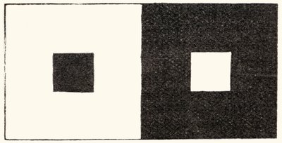 Die Strahlungsillusion der visuellen Wahrnehmung, bei der ein heller Bereich des Gesichtsfeldes größer aussieht als ein ansonsten identischer dunkler Bereich von English School