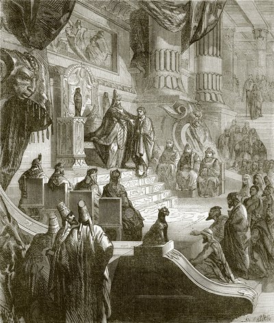 Der König von Babylon empfängt Jojachin nach seiner Freilassung aus dem Gefängnis von English School