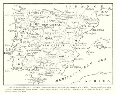 Die letzten Überreste des einst riesigen spanischen Reiches verschwanden mit dem Spanisch-Amerikanischen Krieg von 1898 von English School