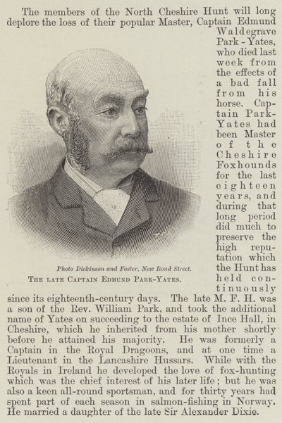 Der verstorbene Kapitän Edmund Park-Yates (Stich) von English School