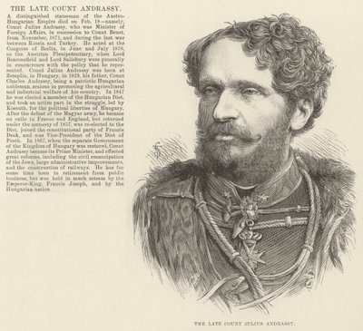 Der verstorbene Graf Julius Andrassy (Gravur) von English School