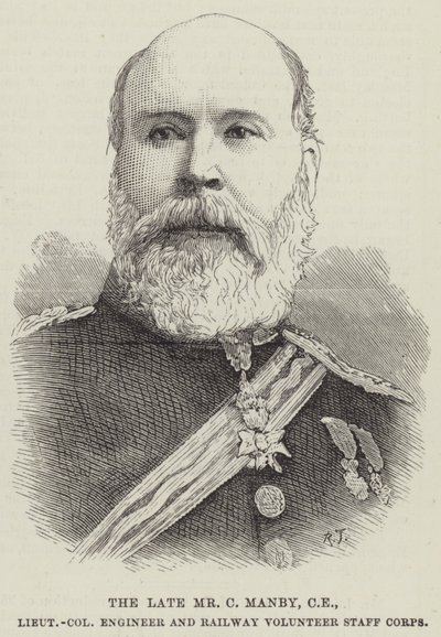 Der verstorbene Herr C. Manby, CE, Oberstleutnant Ingenieur und Eisenbahn-Freiwilligenkorps von English School