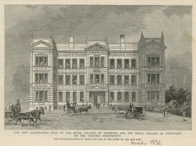Die neue Prüfungshalle des Royal College of Surgeons und des Royal College of Physicians von English School