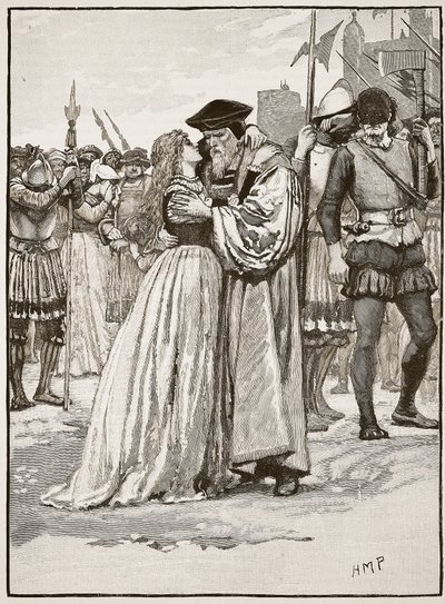 Der Abschied von Sir Thomas More und seiner Tochter, Illustration aus Cassells Illustrierter Geschichte Englands von English School
