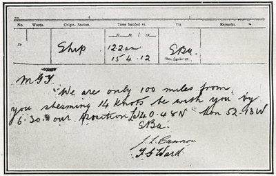 Die Antwort des russischen Dampfers Birma auf die Hilferufe der Titanic, aus 