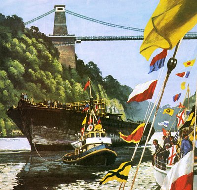 Die Rückkehr nach Bristol von Brunels großem Schiff der SS Great Britain von English School