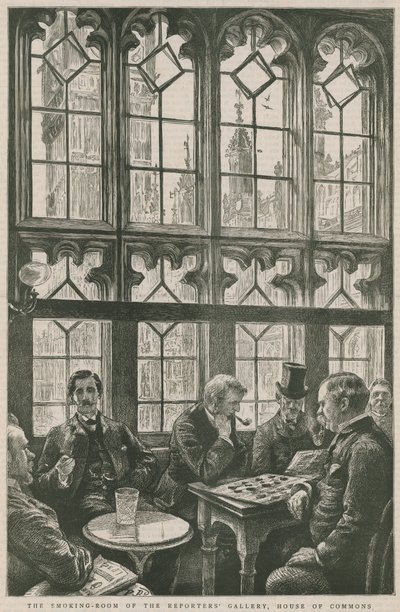 Der Raucherraum der Reportergalerie, House of Commons von English School