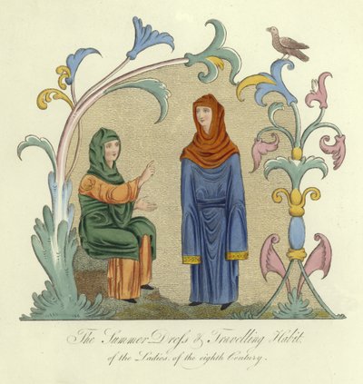Sommerkleid und Reisekostüm der Damen des 8. Jahrhunderts von English School