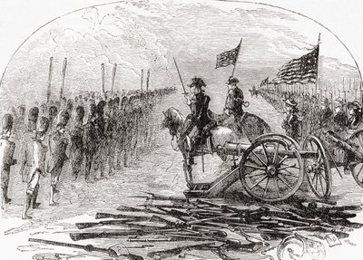 Die Kapitulation von General Burgoyne nach der zweiten Schlacht von Saratoga von English School
