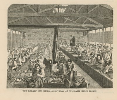 Schneider- und Schusterraum im Coldbath Fields Prison von English School