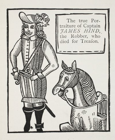Das wahre Porträt von Captain James Hind, dem Räuber, der wegen Verrats starb, Illustration aus Chap-books des achtzehnten Jahrhunderts von John Ashton, veröffentlicht 1882 von English School