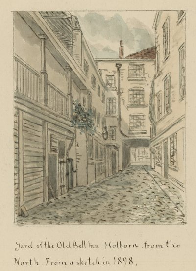 Der Hof der Alten Bell Taverne, Holborn, London, von Norden von English School