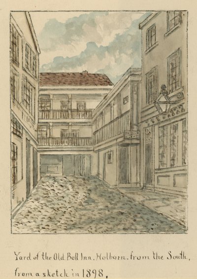 Der Hof der Alten Bell Taverne, Holborn, London, von Süden von English School