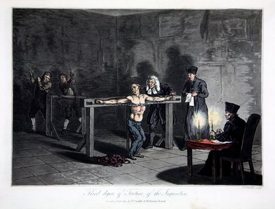 Dritte Stufe der Folter der Inquisition, graviert von L.C. Stadler, veröffentlicht von Cadell & Davies, London, ca. 1813 von English School