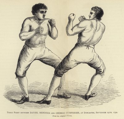 Dritter Kampf zwischen Daniel Mendoza und George Humphries, in Doncaster, 29. September 1790, nach einem Originalbild von English School