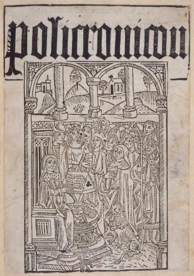 Titelseite aus dem Polychronicon von Ranulf Higden, gedruckt von Wynkyn de Worde, 1495 von English School