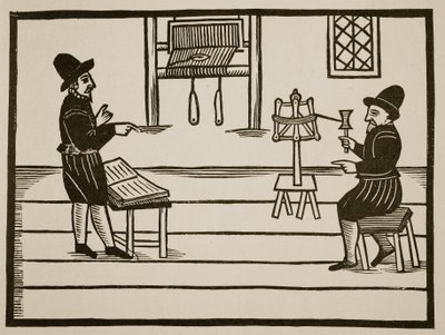 Titelseite von A True Discourse of the Two Infamous Prophets, Richard Farnham, Weaver, of White-Chapel, and John Bull, Weaver, of Saint Botolphs, Algate von T.H 1636 (Sepia-Foto) von English School
