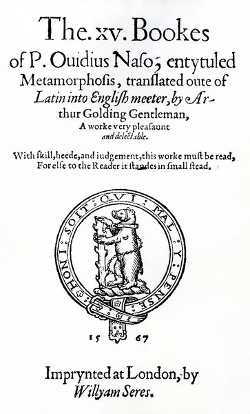 Titelseite des XV Buches von P. Ovidius Naso, betitelt Metamorphosis von English School