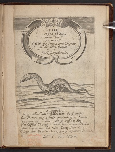 Titelseite von The Ages of sin, or, Sinnes birth & growth von English School