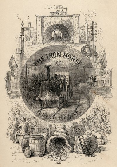 Titelseite von The Iron Horse or Life on the Line von R.M. Ballantyne, veröffentlicht 1884 von English School