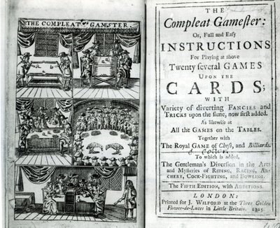 Titelseite der fünften Ausgabe von The Compleat Gamester, zugeschrieben Charles Cotton, veröffentlicht 1725 von English School