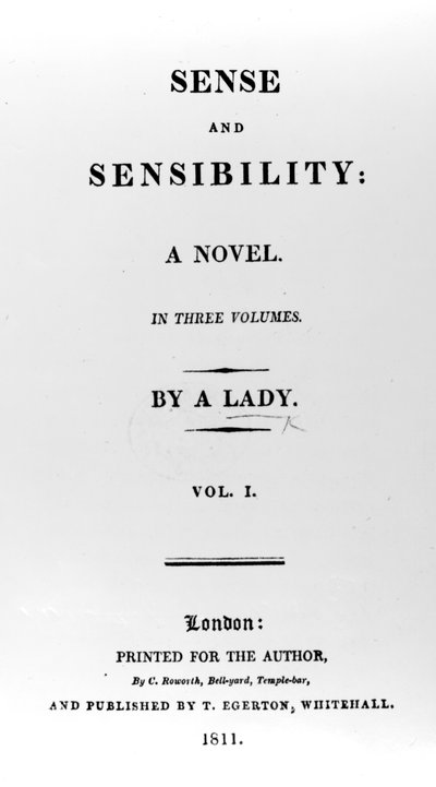 Titelseite zu Sense and Sensibility von Jane Austen, Erstausgabe, 1811 von English School