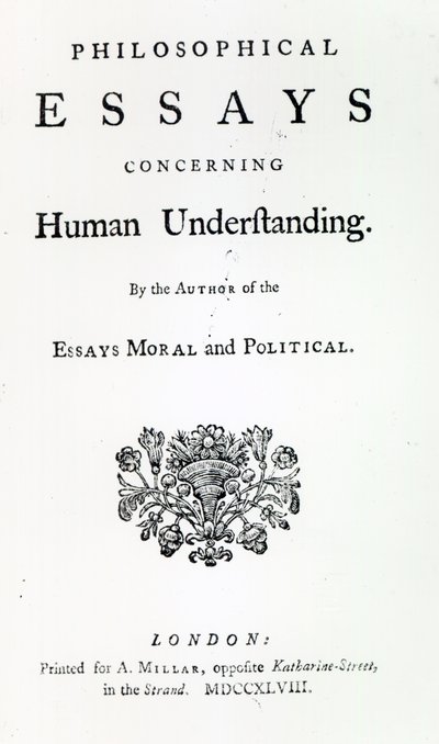 Titelseite von Philosophische Essays über das menschliche Verständnis von David Hume, 1748 von English School