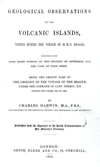 Titelseite zu Geological Observations on the Volcanic Islands von Charles Darwin, 1844 von English School