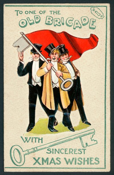 An einen der alten Brigade mit aufrichtigsten Weihnachtswünschen - Weihnachtskarte von English School