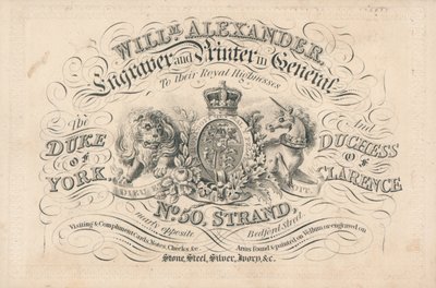 Visitenkarte, William Alexander von English School