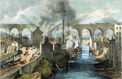 Zug überquert Stockport Viadukt auf der London & North Western Railway, ca. 1845 von English School