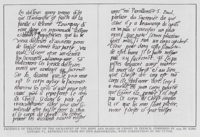 Abhandlung über das Sakrament des Leibes und Blutes Christi von Edward VI von English School