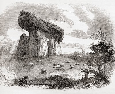 Trethevy Quoit, ein megalithisches Grab in Cornwall, England, aus Old England: A Pictorial Museum, veröffentlicht 1847 von English School