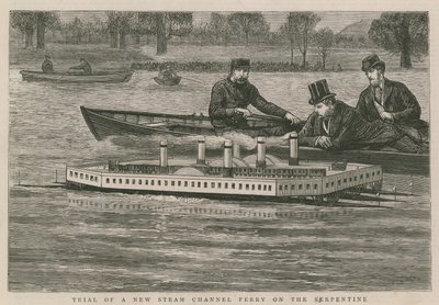 Test einer neuen Dampffähre auf der Serpentine von English School