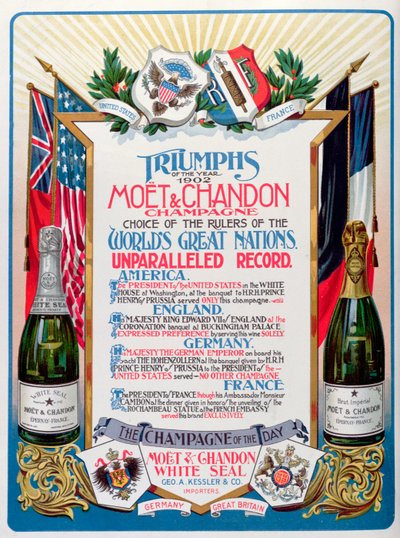 Triumphs of the Year 1902, Moet & Chandon Champagner, Wahl der Herrscher der großen Nationen der Welt, Werbung in 